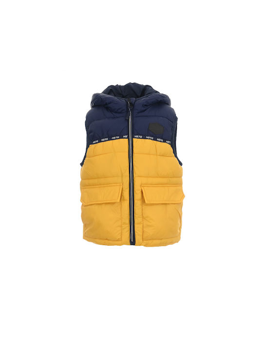 Angelbox Kids Casual Jacket Sleeveless with Hood Yellow-blue Dark