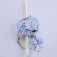 Round white candle "blue elephant" 42cm