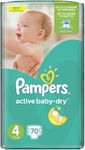 Pampers Scutece cu bandă adezivă Active Baby - Dry Nr. 4 pentru 9-14 kgkg 70buc