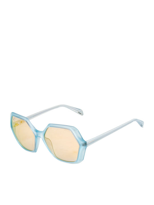 Police Women's Sunglasses with Blue Plastic Frame and Brown Lens SPLA9858V A1A