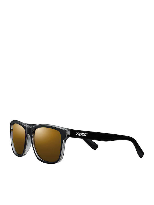 Zippo Men's Sunglasses with Black Plastic Frame and Brown Mirror Lens OB201-10