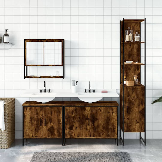 vidaXL Countertop with Sink & Mirror L60xW16xH60cm Coffee