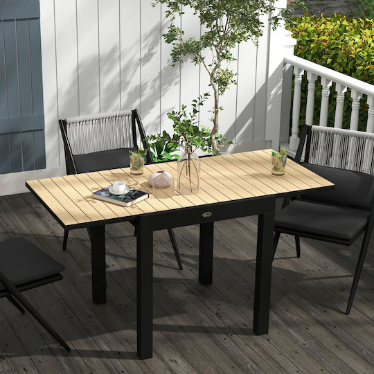 Outdoor Dinner Free Standing Table with Wood Surface and Aluminum Frame Beige 162x80x75cm