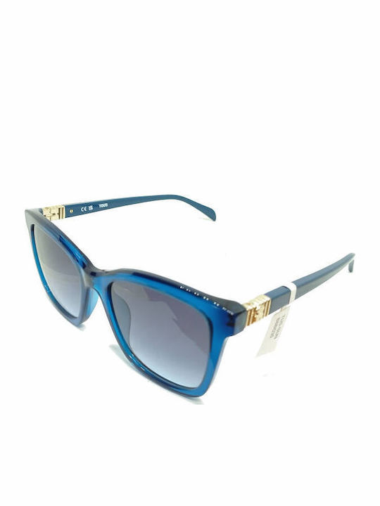 Tous Women's Sunglasses with Blue Plastic Frame and Gray Gradient Lens STOB88 0W47