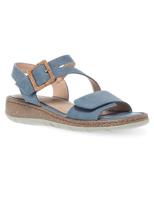 Parex Leather Women's Flat Sandals Anatomic in Blue Color