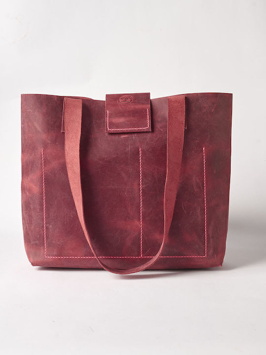De piele Geantă de damă Shopper De umăr Roșie