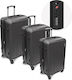 Travel Suitcases Hard Grey with 4 Wheels Set 3pcs