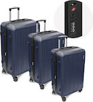 Travel Bags Hard Blue with 4 Wheels Set 3pcs