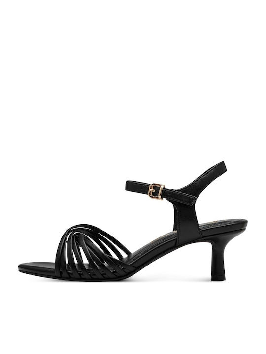 Marco Tozzi Synthetic Leather Women's Sandals Black with Medium Heel
