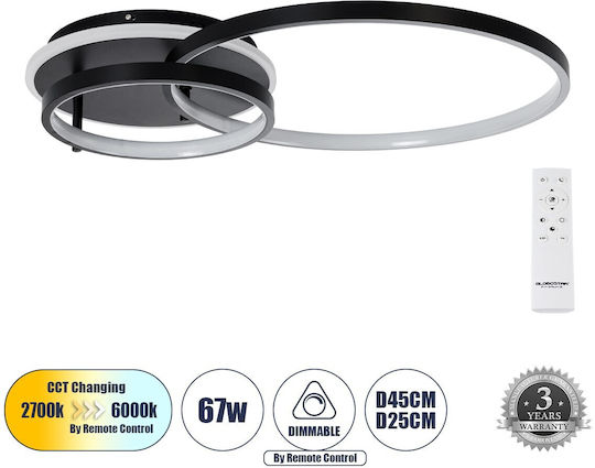 GloboStar Nemesis Таванно осветление Черен с Вграден LED