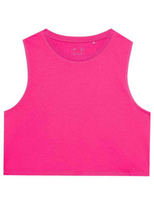 4F Damen Crop Top Baumwolle Ärmellos Fuchsie