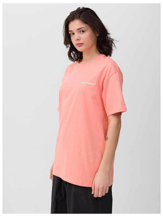 4F Damen Bluse Baumwoll Kurzärmelig Rosa