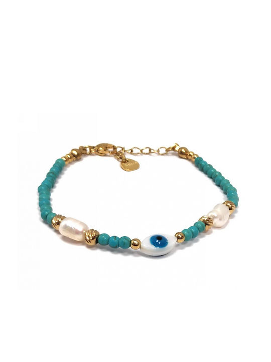 Karma Fashion Bracelet Chain with design Eye made of Steel Gold Plated