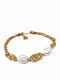 Karma Fashion Damen Armband Kette aus Stahl Vergoldet mit Perlen