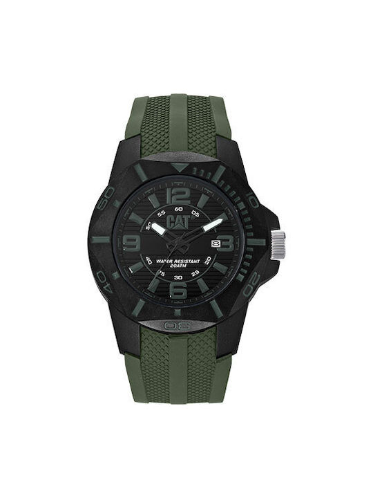 CAT Diver Watch Battery with Green Rubber Strap