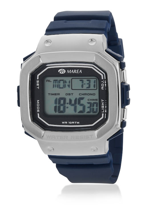 Marea Digital Men's Watch Chronograph Battery with Blue Rubber Strap