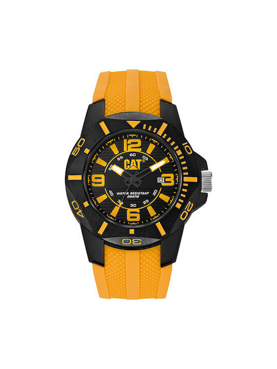 CAT Diver Watch Battery with Yellow Rubber Strap