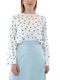 Women's Blouse Satin Long Sleeve Polka Dot White