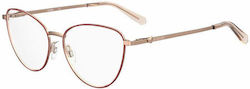 Moschino Metal Eyeglass Frame Cat Eye Burgundy MOL587 LHF