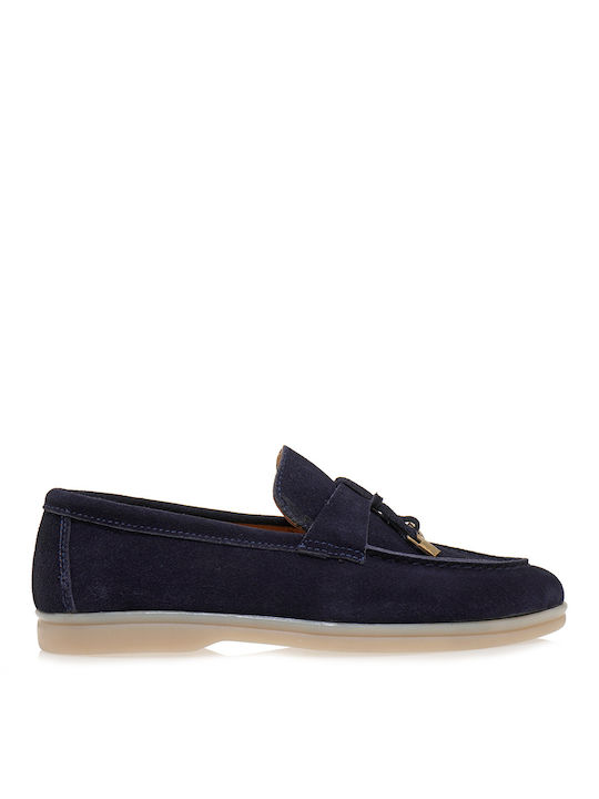 JK London Δερμάτινα Γυναικεία Loafers σε Μπλε Χρώμα