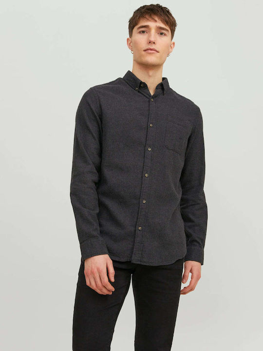 Jack & Jones Long-sleeved Flannel Shirt Dark Grey