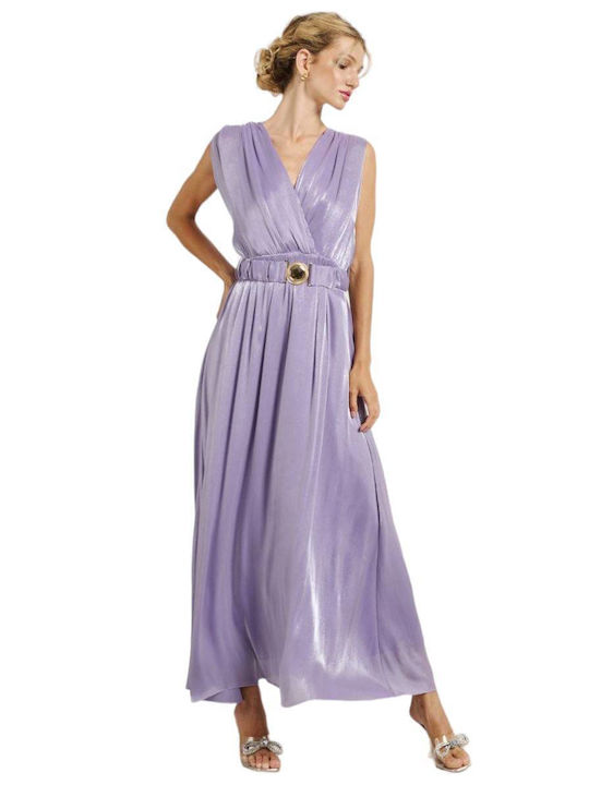 Passager Maxi Dress Satin Wrap Lilac