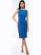 Summer Midi Shirt Dress Sleeveless Light Blue