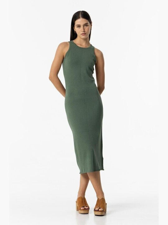 Sommer Midi Damenkleid Gestrickt mit Tränen Grün