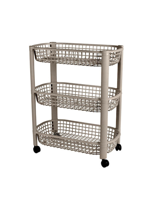 Kitchen Cart Plastic 3 Tiers Brown 46.5x26x59cm