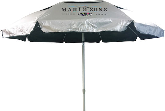 Maui & Sons Umbrelă Pliabilă De Plajă Din Aluminiu Diametru 1.9m Cu Protecție UV Și Rezistență La Vânt Neagră