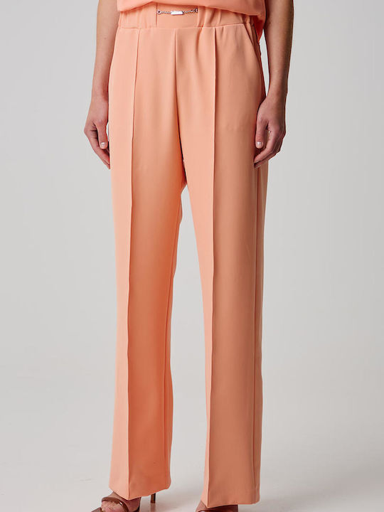 Bill Cost Women's Fabric Trousers with Elastic Pink