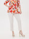 Women's Fabric Trousers Straight Line Beige