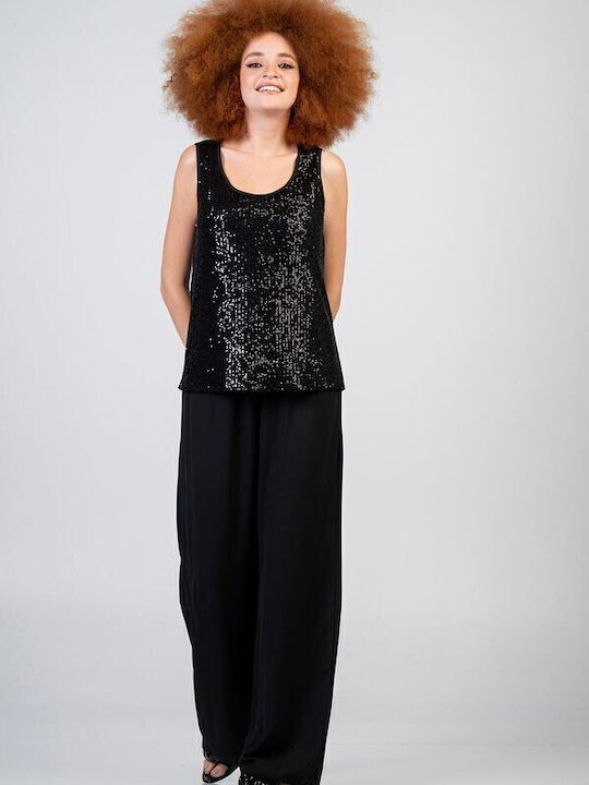 Damen Stoff Hose Schwarz