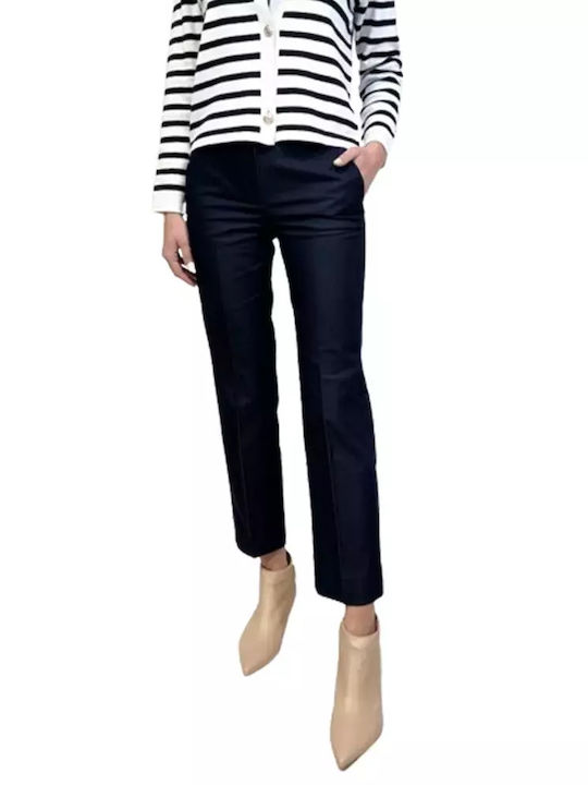 Emme Marella Women's Cotton Trousers Navy Blue