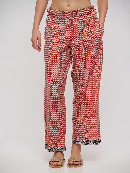 Ble Resort Collection Femei Bumbac Pantaloni largi Roșie