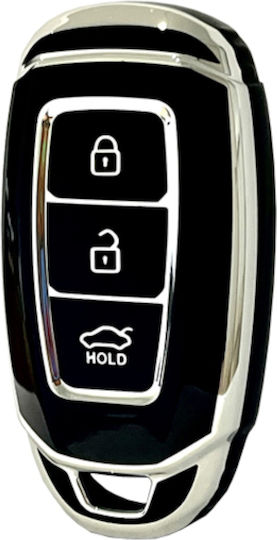 Car Key Cover Case made of with 3 Buttons for Hyundai in Black Color