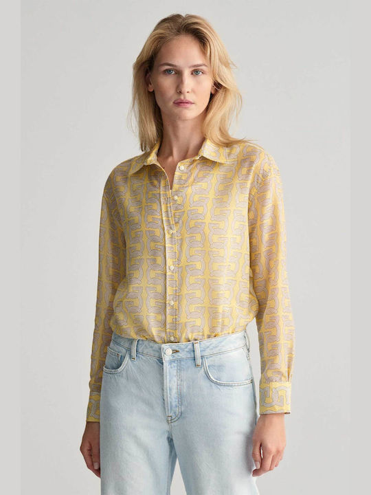 Gant Women's Silky Long Sleeve Shirt Yellow