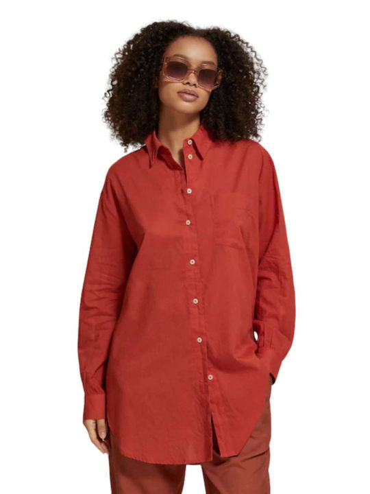 Scotch & Soda Langärmelig Damen Hemd Rot