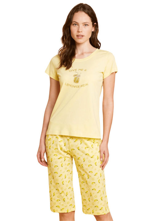 Noidinotte Summer Women's Pyjama Set Cotton Yellow