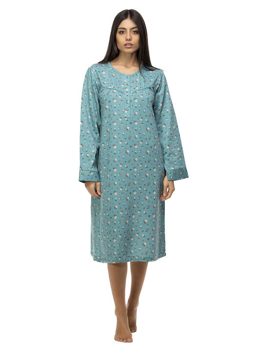 Winter Women's Nightdress Petrol Blue