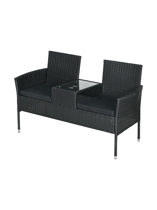 Διθέσιος Καναπές Εξωτερικού Χώρου Rattan 137x59x82cm