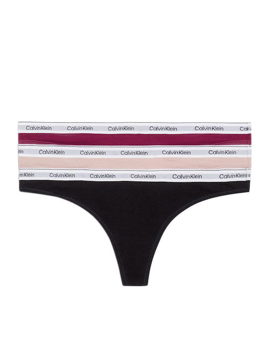 Calvin Klein Βαμβακερά Women's String 3Pack