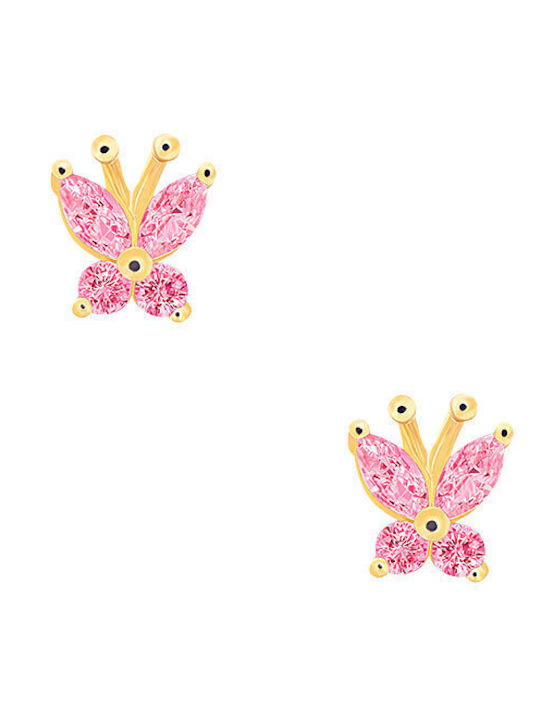 Iris Gold Plated Kids Earrings Studs Butterflies made of Silver