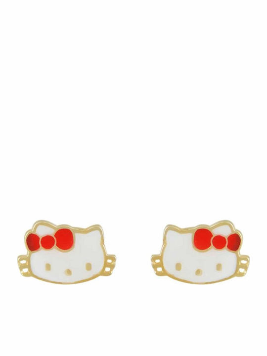 Mertzios.gr Hello Kitty Παιδικά Σκουλαρίκια Καρφωτά από Χρυσό 9K