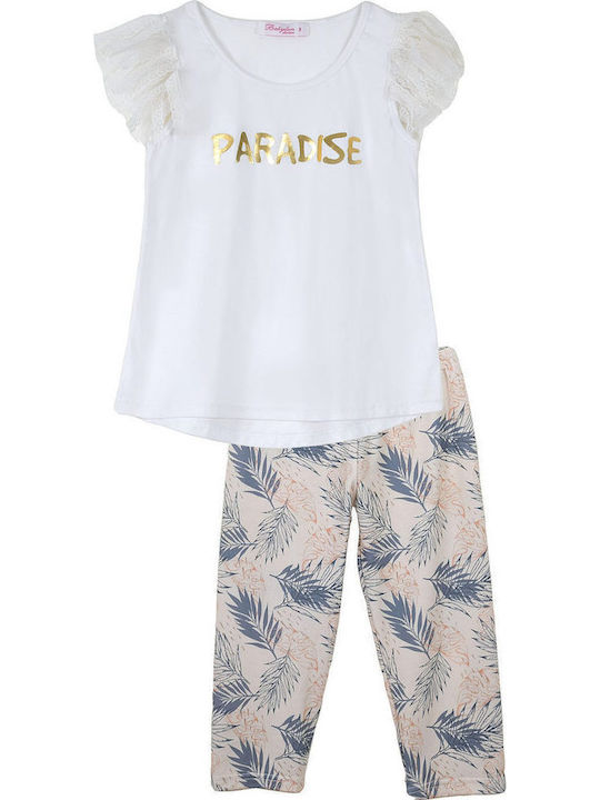 Babylonfashion Παιδικό Σετ με Κολάν Λευκό 2τμχ