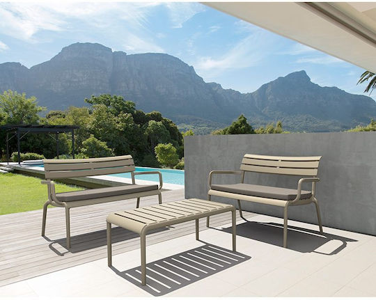 Sitting Room Table for Small Spaces Made of Polypropylene Paris Taupe 90x50x40cm