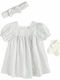 Children's Dress Short Sleeve Set with Accessories White