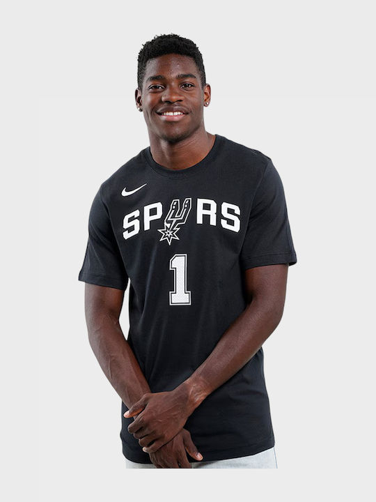 San Antonio Spurs Victor Wembanyama Sportliches T-Shirt Schwarz