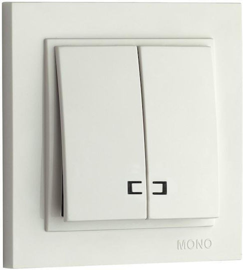 Mono Electric Вграден Стенен превключвател Осветление Двойна Сребрист