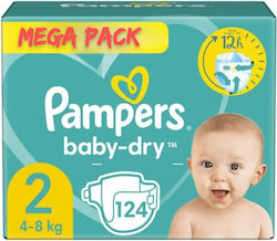 Pampers Baby Dry Baby Dry Πάνες με Αυτοκόλλητο No. 2 για 4-8kg 124τμχ